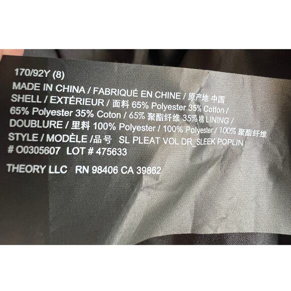 THEORY WOMENS SIZE 6 SLEEVELESS PLEATED VOLUME POPLIN MIDI DRESS BLACK NEW - Picture 12 of 14